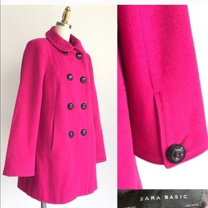 Pink wool peacoat jacket